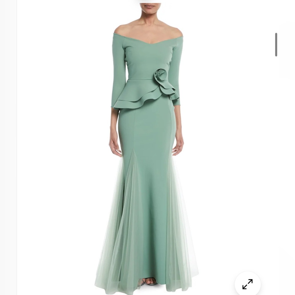 Chiara Boni La Petite Robe Reo Lady Peplum Godet Mermaid Gown 4 EUC sage green